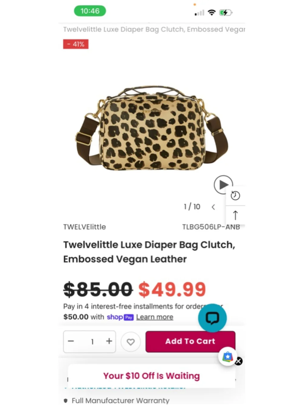 TWELVElittle Luxe Diaper Clutch in leopard print vegan leather